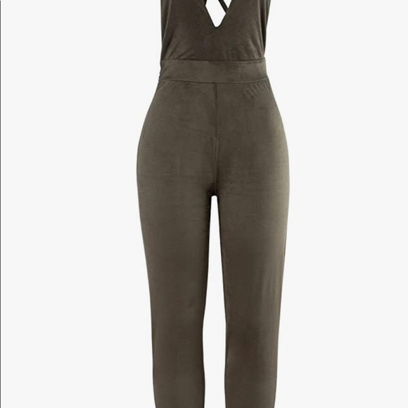 Sexy backless faux suede jumpsuit size M - Picture 3 of 3